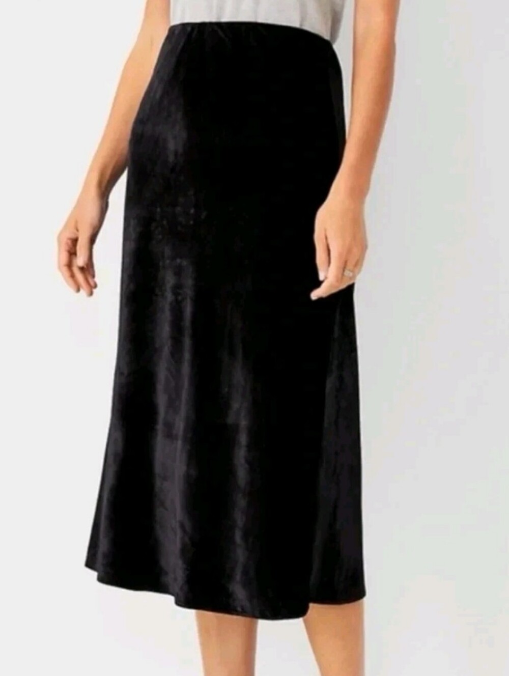 J Crew Gwyneth Velvet Midi Slip Skirt L Black NEW